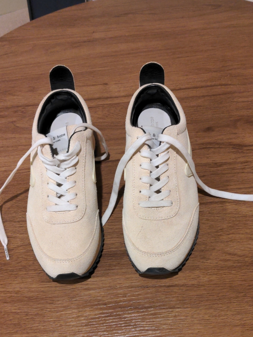 rag & bone Cream Suede Low-Top Sneakers